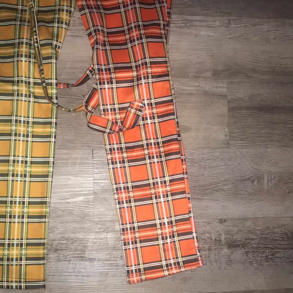 Blush Mark bicolor yellow and orange plaid straps pants size medium - Picture 13 of 13